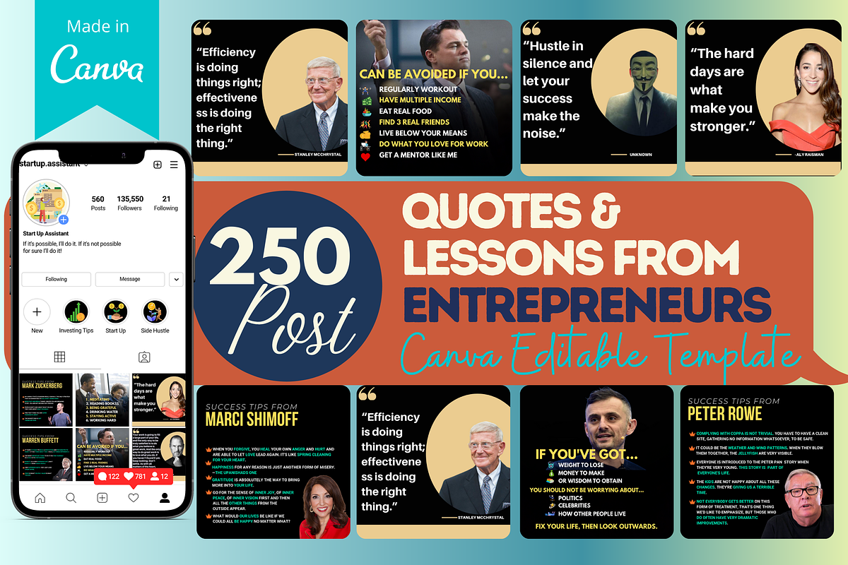 Quotes &  Lessons from Entrepreneurs, a Social Media Template by Viral Content Design (Photo 1 of 10)