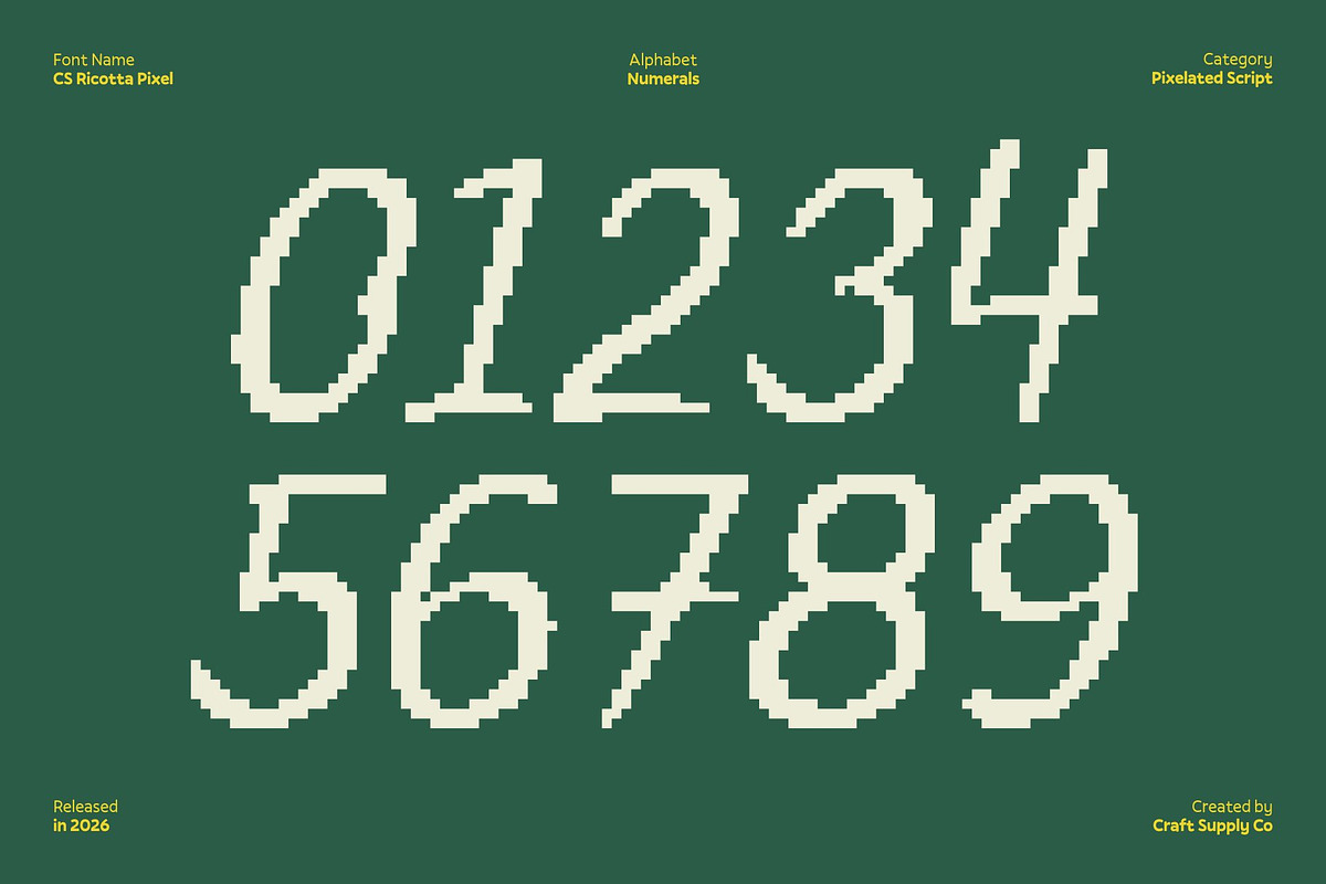 CS Ricotta Pixel, a Script Font by Craft Supply Co. (Photo 5 of 8)