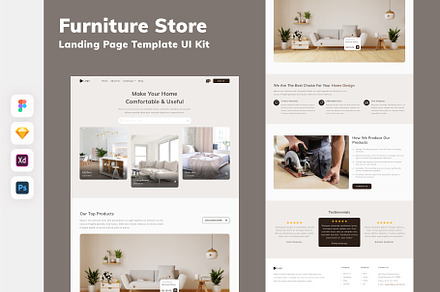 Furniture Store Landing Page UI Kit, an UI Kit Template by uicube