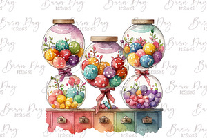 Watercolor Candy Storefronts Clipart