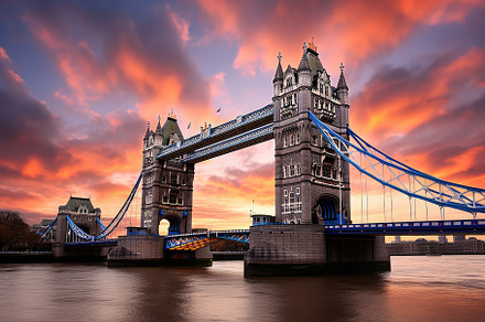 Tower Bridge in London at sunset, En, a Photo by Iftikhar Alam