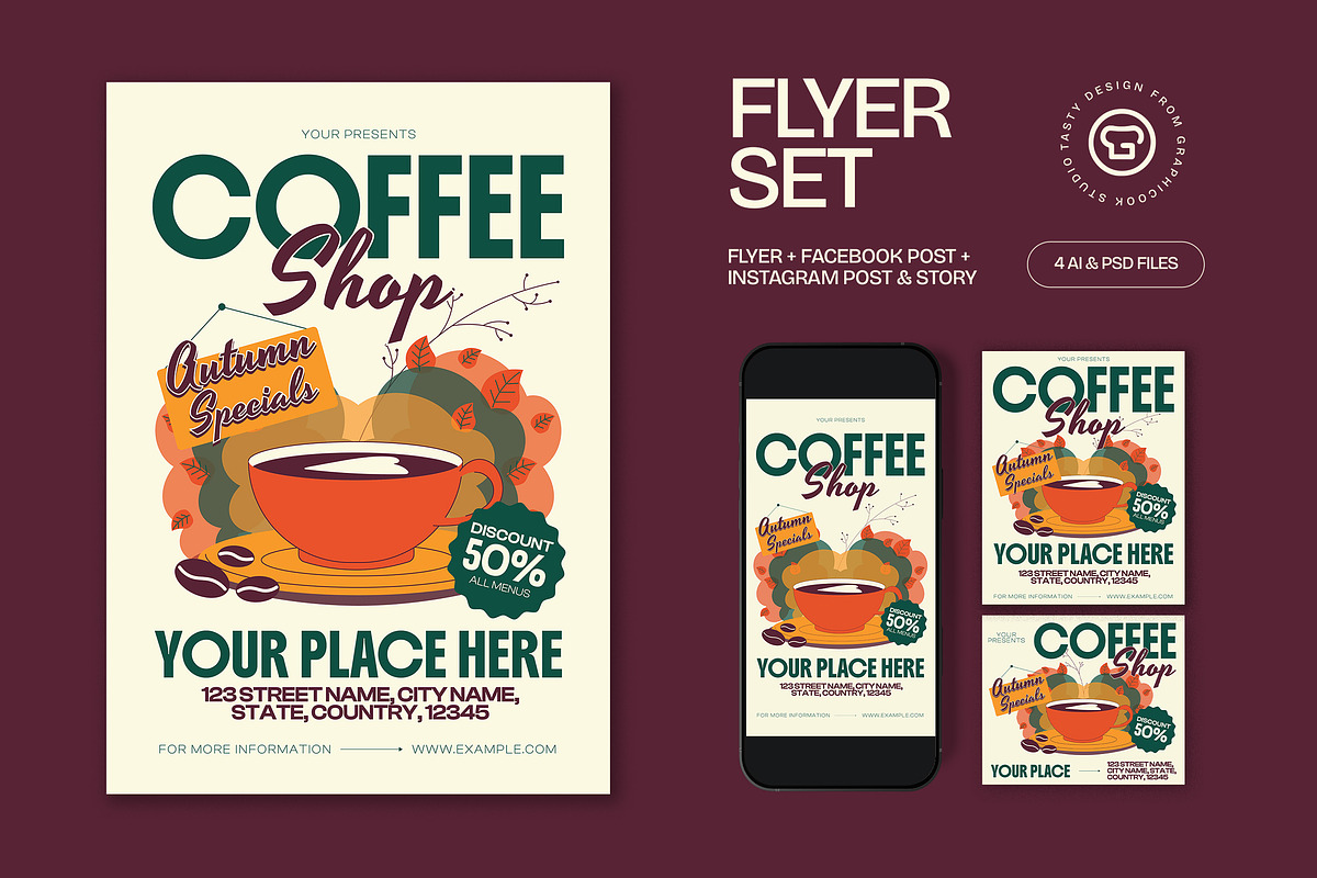Coffee Shop Autumn Flyer