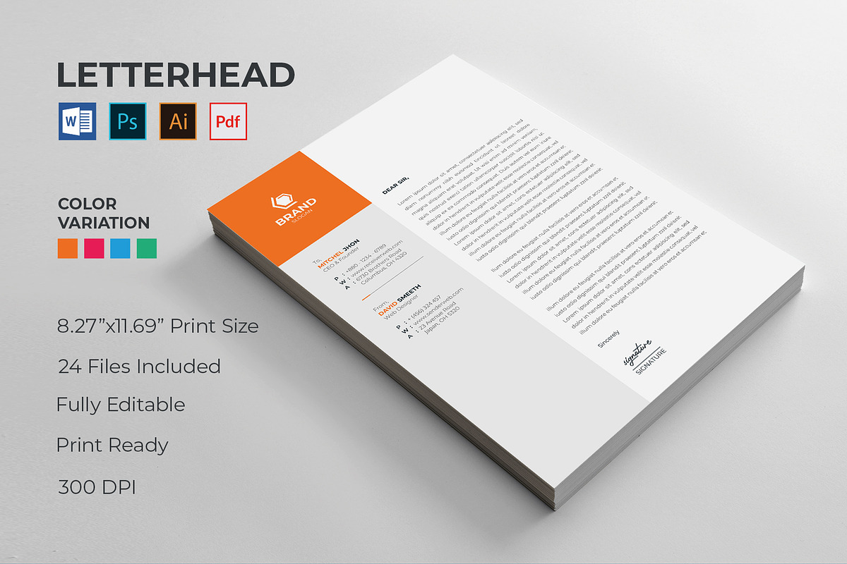 Corporate Letterhead Template, a Stationery Template by GFXCity (Photo 1 of 4)