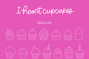 I Heart Cupcakes Dingbat Font