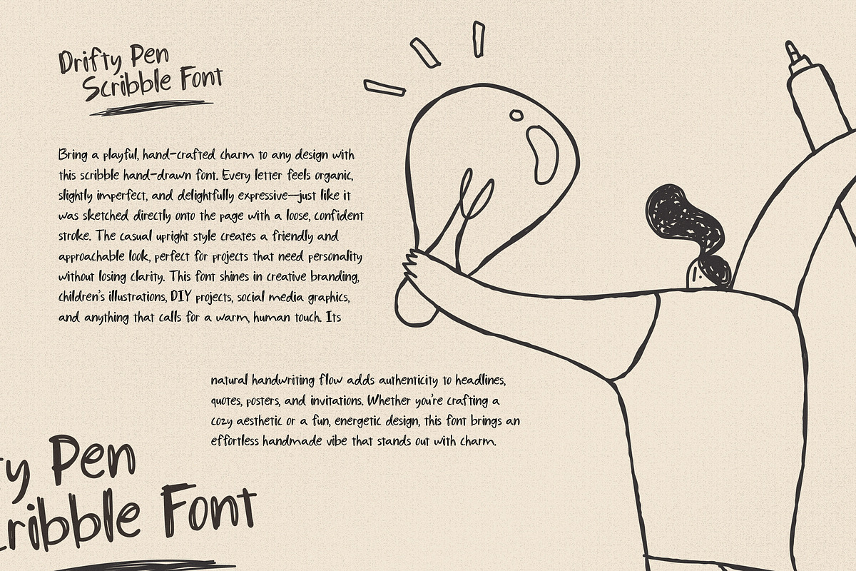 Drifty Pen – Scribble Handdrawn Font, a Handwritten Font by Youthlabs Studio (Photo 2 of 12)