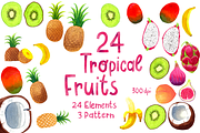 Watercolor Tropical Fruits, a Food Illustration by skrich (Thumbnail 1 of 3)
