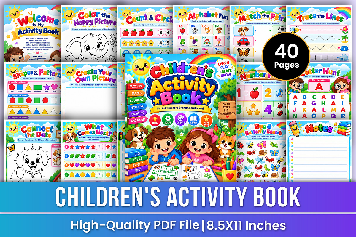 Children's Activity Book | Puzzles, a Stationery Template by Mustafiz (Photo 1 of 4)