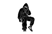 Hooded Street Ninja Silhouette, an Illustration by Gfx_Store (Thumbnail 3 of 10)
