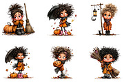 Whimsical Halloween Girl Clipart, a Seasonal Illustration by CreationArt (Thumbnail 4 of 5)