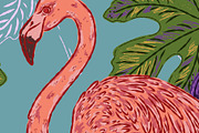 Flamingo, Fig and Pearl Oyster, a Pattern Graphic by NayaChu (Thumbnail 3 of 9)