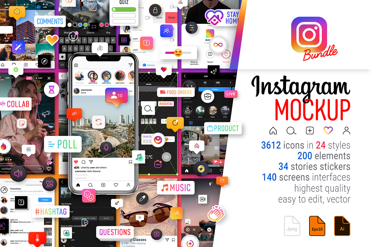 Instagram Mockup Bundle, a Social Media Template by karnofff (Photo 1 of 15)