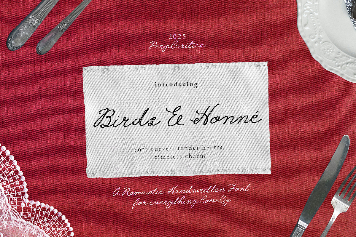 Birds & Honné Romantic Handwritten, a Handwritten Font by Perplexitics (Photo 1 of 10)
