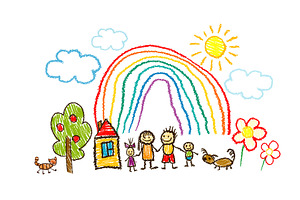 Family children's drawing with, a Person Illustration by Nenahliadava Design