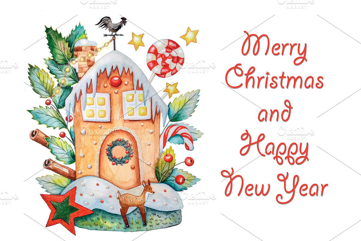 Gingerbread house illustration, a Decorative Illustration by El Design