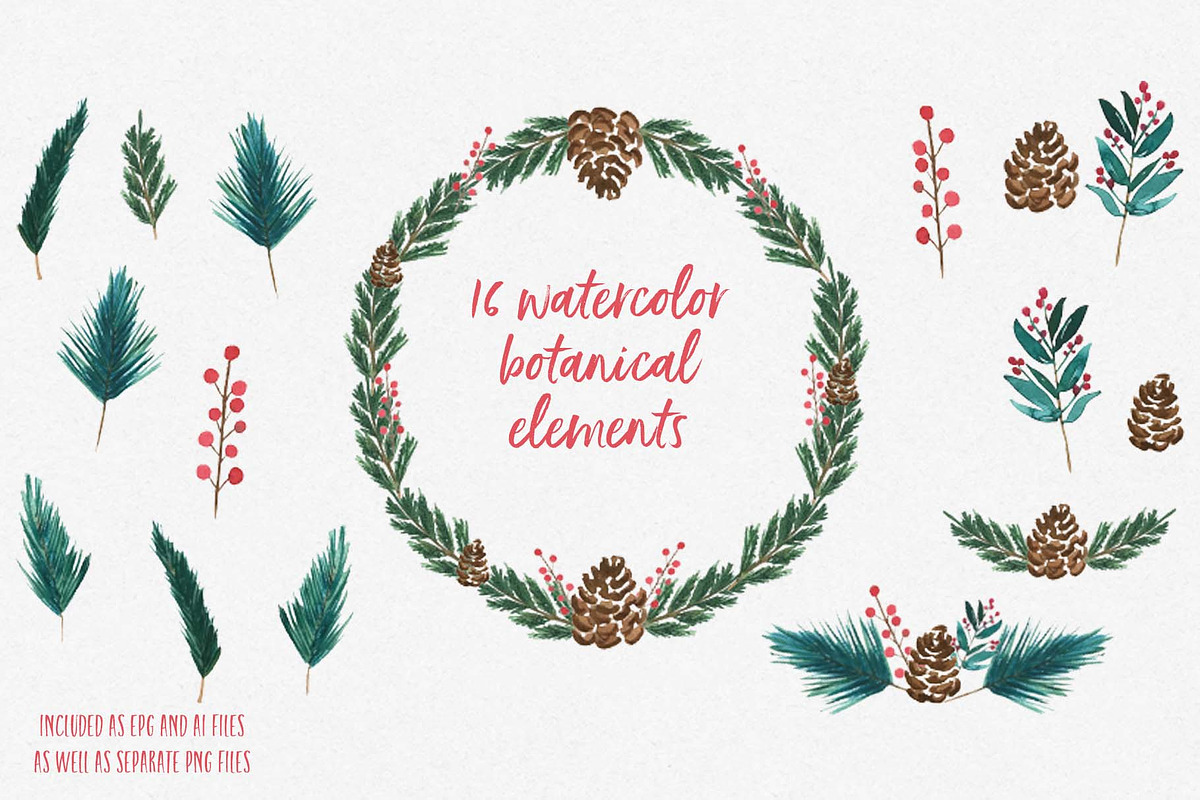 SALE Holiday Lettering & Clipart Kit, an Illustration by Jane Yu Designs (Photo 3 of 12)