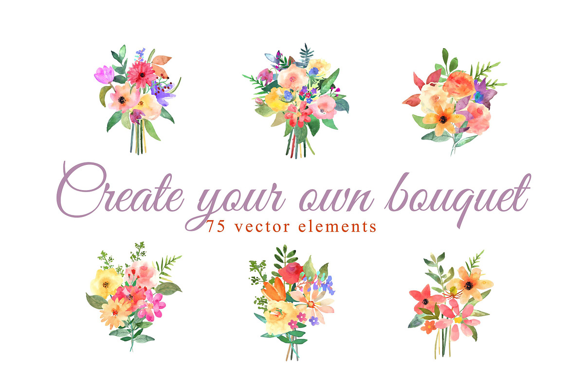 Watercolor lite flowers. EPS 10, a Background Graphic by Julycolor (Photo 3 of 11)