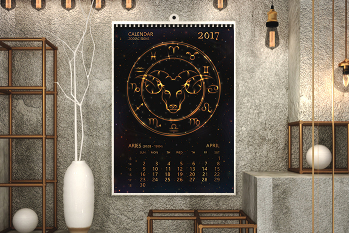 SET / 2018 CALENDAR / golden ZODIACS, a Texture Illustration by Nadin_Lebedeva (Photo 11 of 11)
