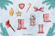 Christmas Wreaths Xmas Tree Clipart, an Illustration by PawGraphic (Thumbnail 2 of 10)