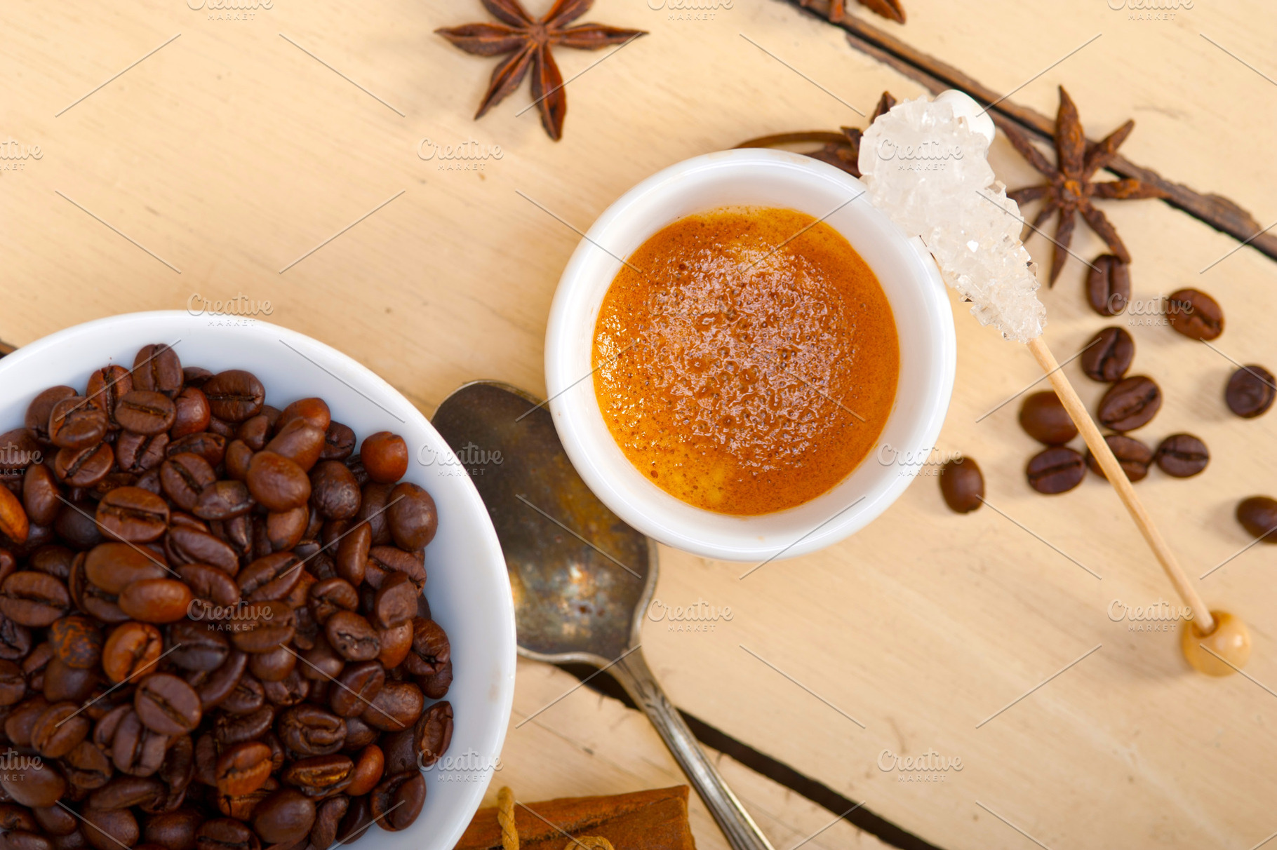 espresso coffee with sugar and spice, a Food & Drink Photo by keko64