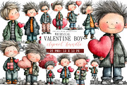 Whimsical Valentine Boy Clipart, an Illustration by DreamArtGraphic (Thumbnail 1 of 4)
