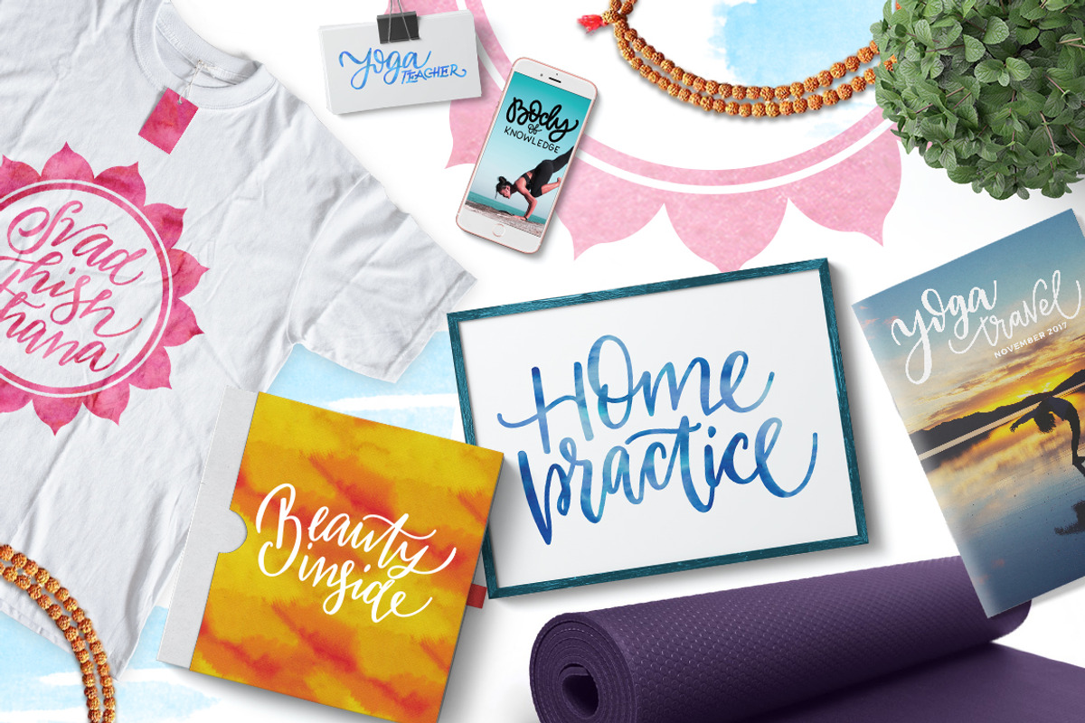 Yoga studio lettering & graphic set, an Object Graphic by Beauty Drops (Photo 6 of 6)