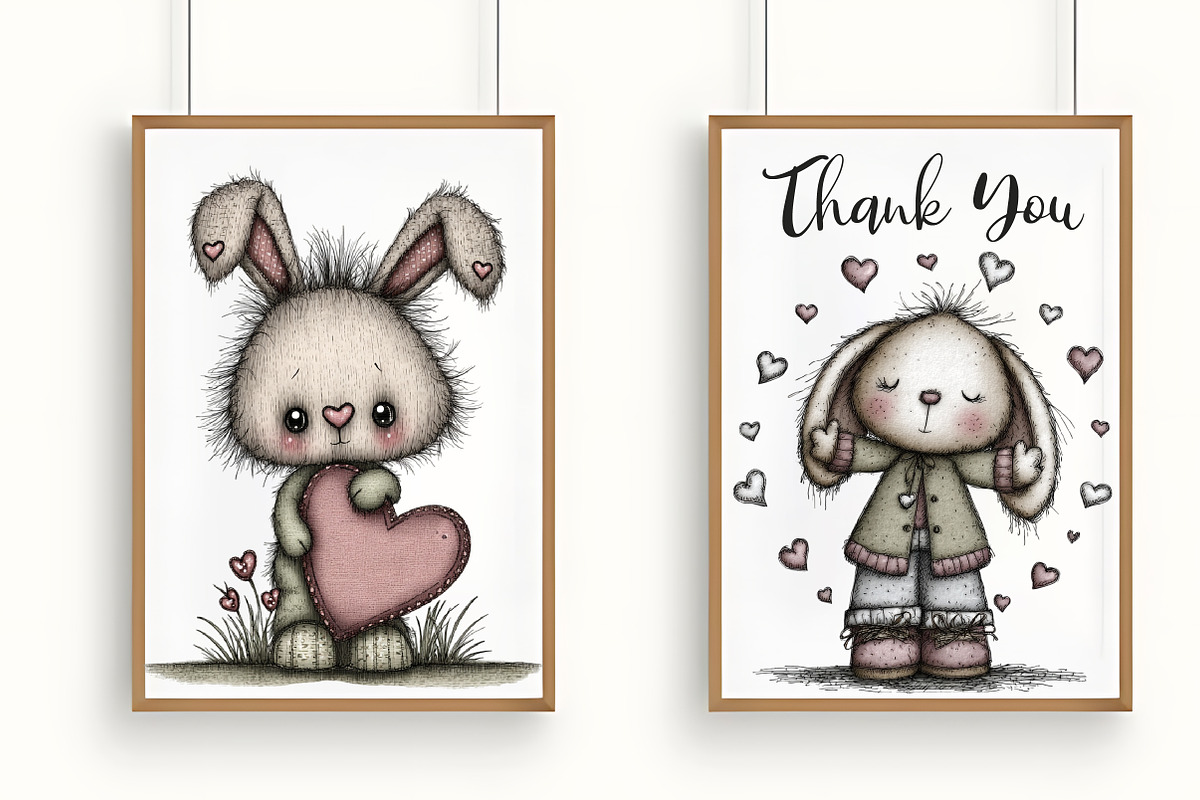 Whimsical Valentine Bunny Clipart, an Illustration by RobertsArt (Photo 4 of 7)