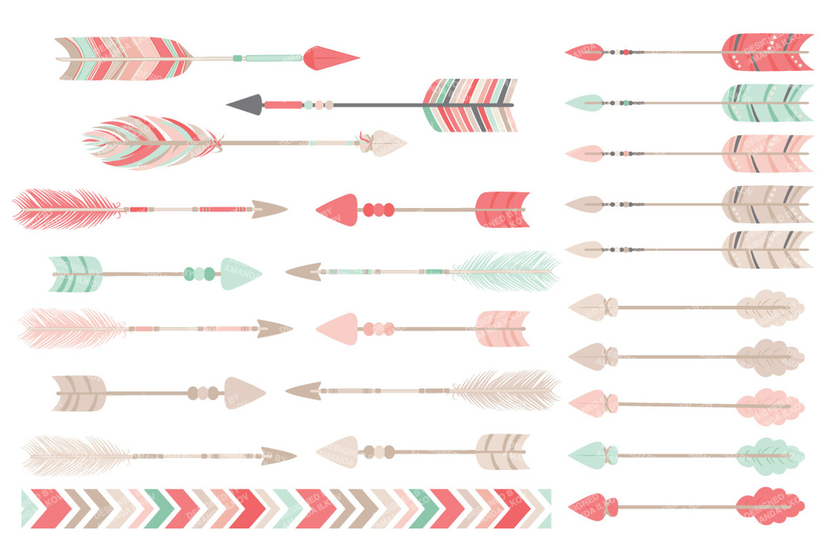 Mint & Coral Vector Arrow Clipart, an Illustration by Amanda Ilkov (Photo 3 of 4)