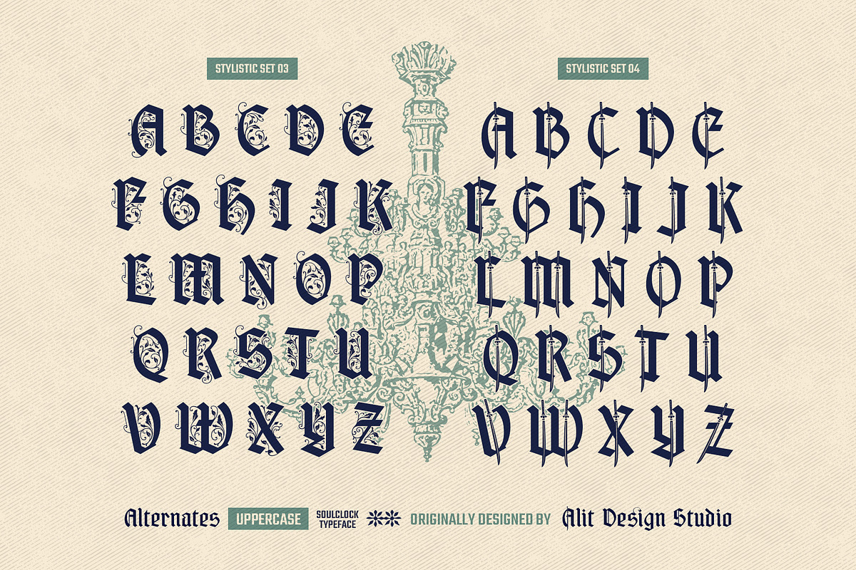 Soul Clock Typeface, a Blackletter Font by alit design (Photo 13 of 20)
