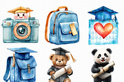 Watercolor Cute Graduation Clipart, an Illustration by Craft Nest (Thumbnail 3 of 6)