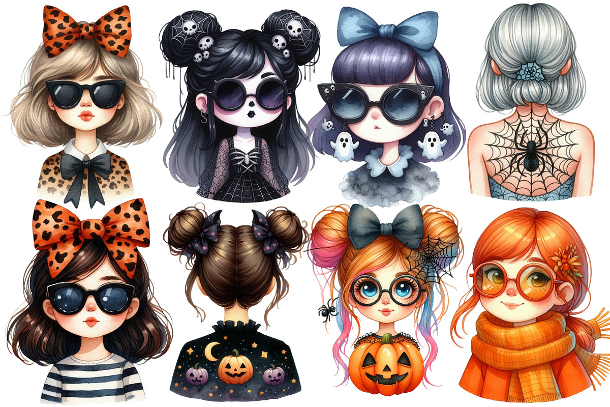 Halloween Messy Bun Png Bundle, an Illustration by Designworld (Photo 2 of 5)