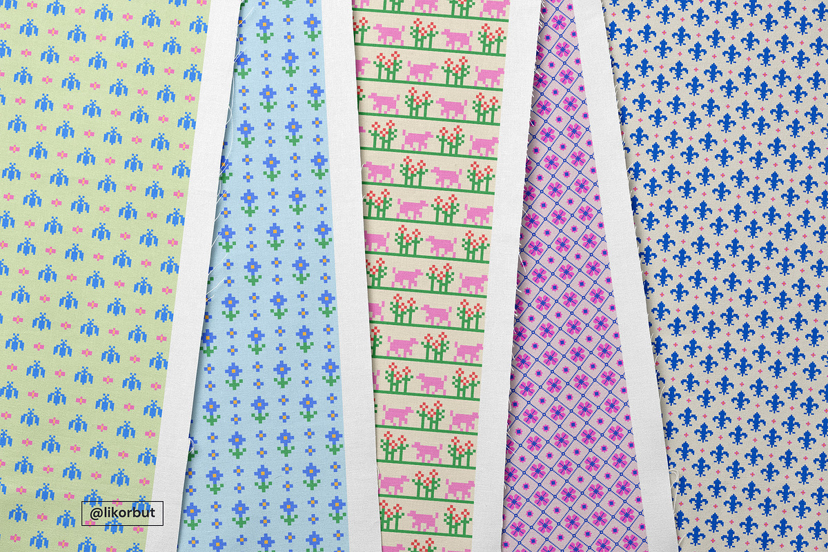 Naive Pixel Jacquard 8bit Patterns, a Pattern Graphic by likorbut (Photo 8 of 12)