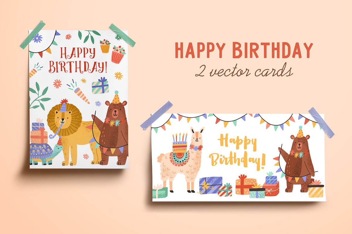 Happy Birthday cards with animals, an Animal Illustration by Good Studio (Photo 1 of 5)