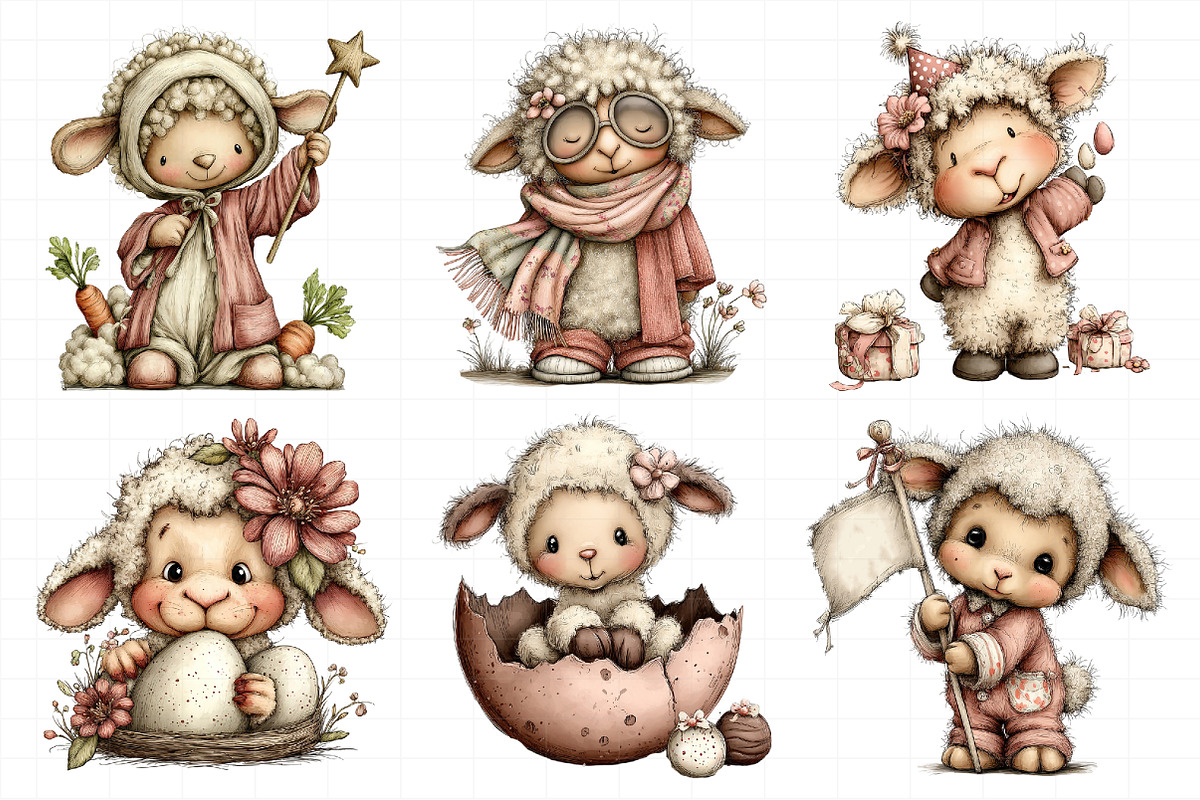 Whimsical Easter Sheep Clipart, an Illustration by Daily.Designs (Photo 5 of 8)