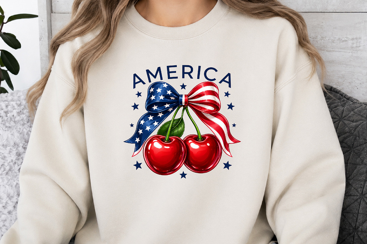 America Cherry Bow PNG Design, a Seasonal Illustration by DreamArtGraphic (Photo 5 of 5)