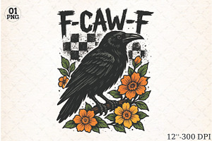 Crow Raven PNG, F-CAW-F Design, an Illustration by Libby Wishes