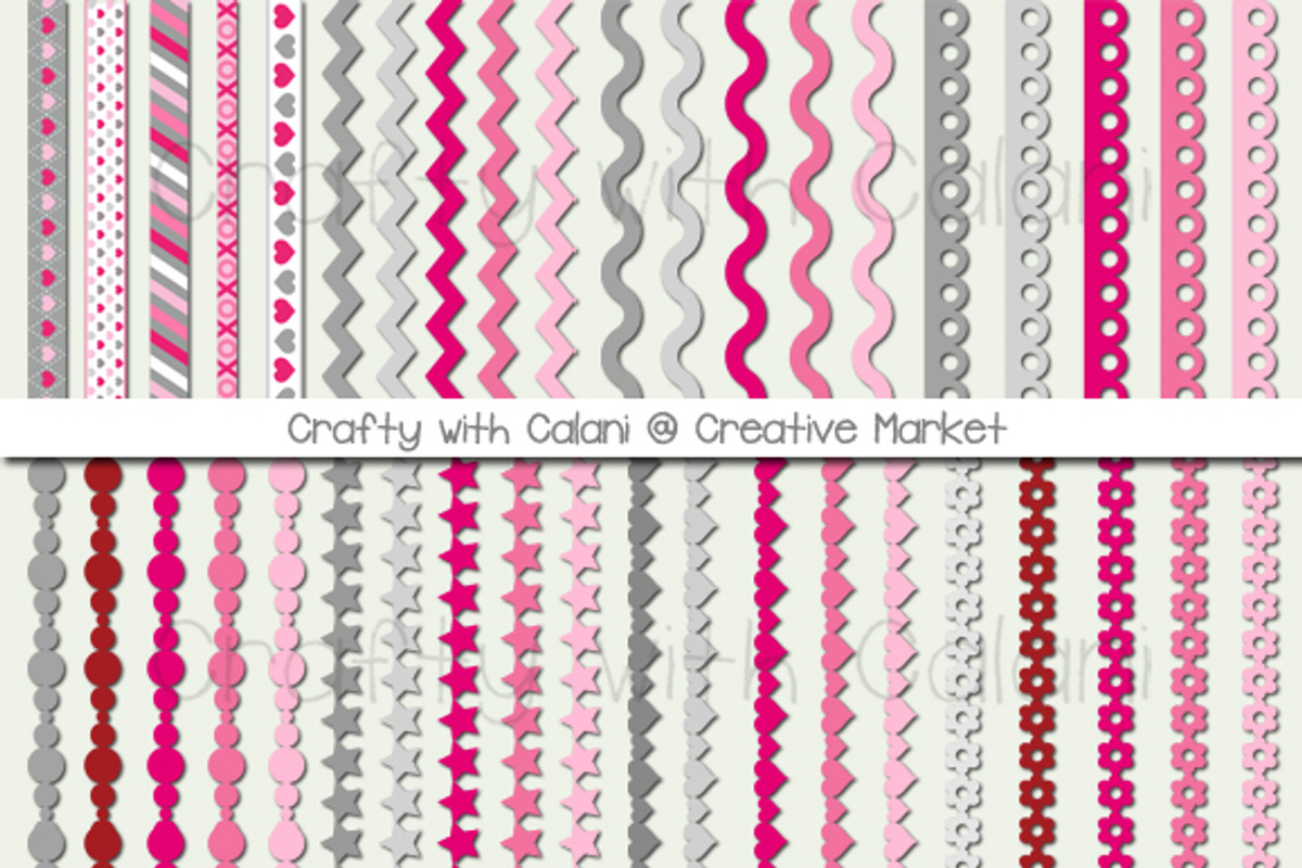 Pink Valentine Theme Border Clipart, an Object Graphic by Crafty with Calani