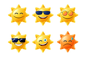 Sun 3D Character. Happy Yellow Sun