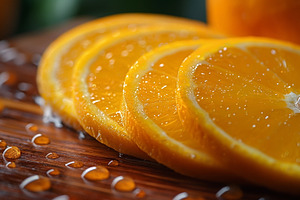 Freshly sliced oranges showcasing vibrant colors and refreshing, a Food & Drink Photo by ImageMir
