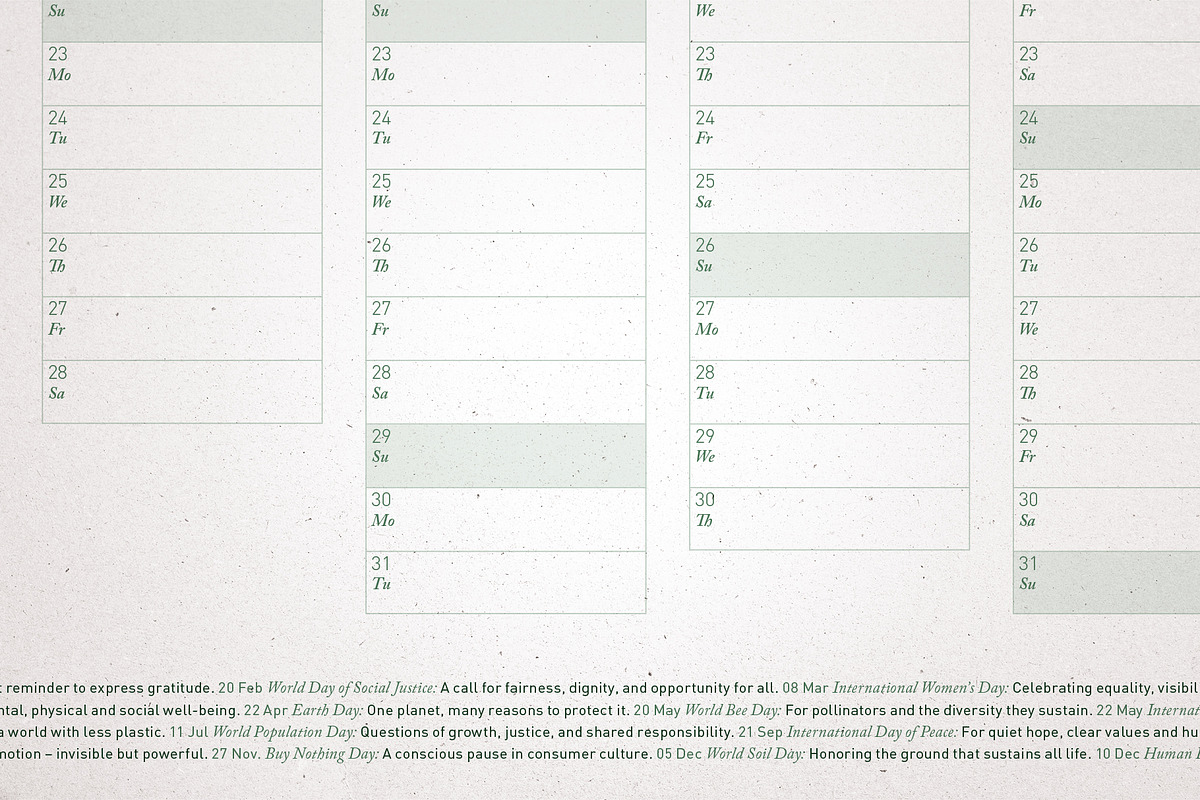 2026 Eco Wall Calendar: Stone Moss preview 4