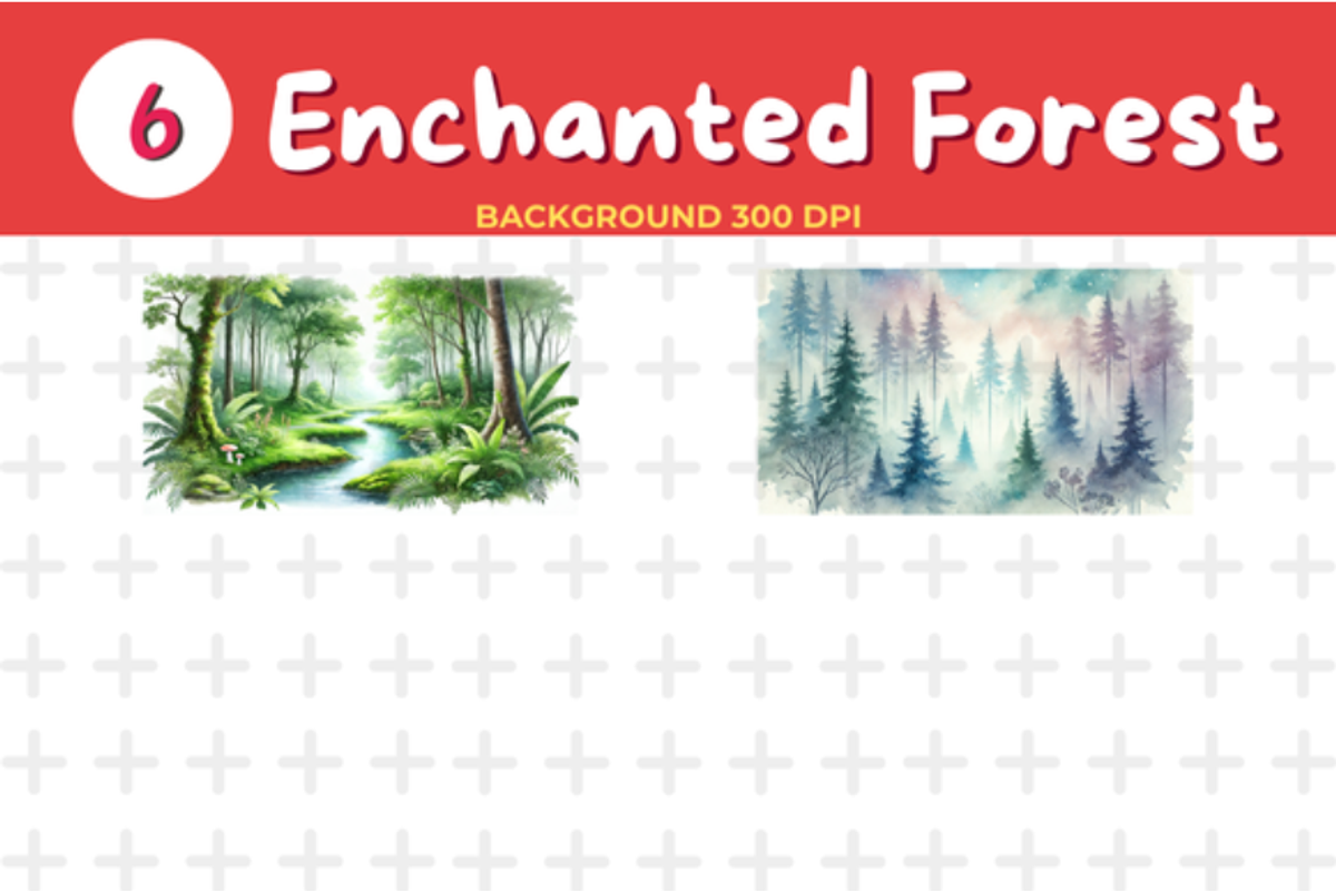 Watercolor Enchanted Forest Backgrou, a Background Graphic by John_Walker (Photo 3 of 3)