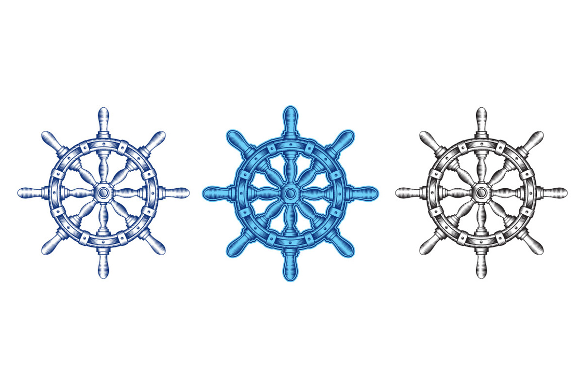 Steering wheel , Anchor, Wind rose, an Object Graphic by Bakhtiozin art graphic (Photo 2 of 4)