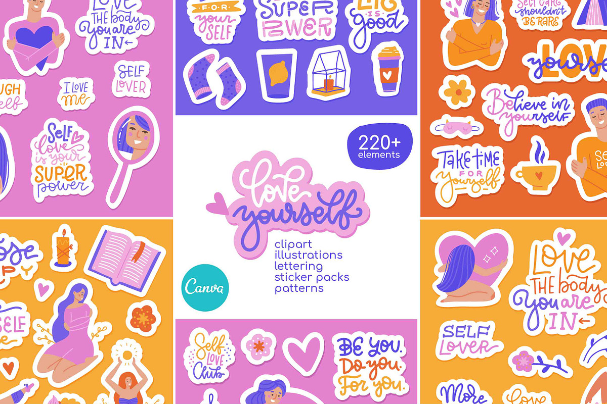 Love yourself: Self Love graphic set, a Person Illustration by Lana Sham (Photo 1 of 14)