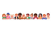 Happy kids lying together in row, a Person Illustration by Good Studio (Thumbnail 4 of 7)