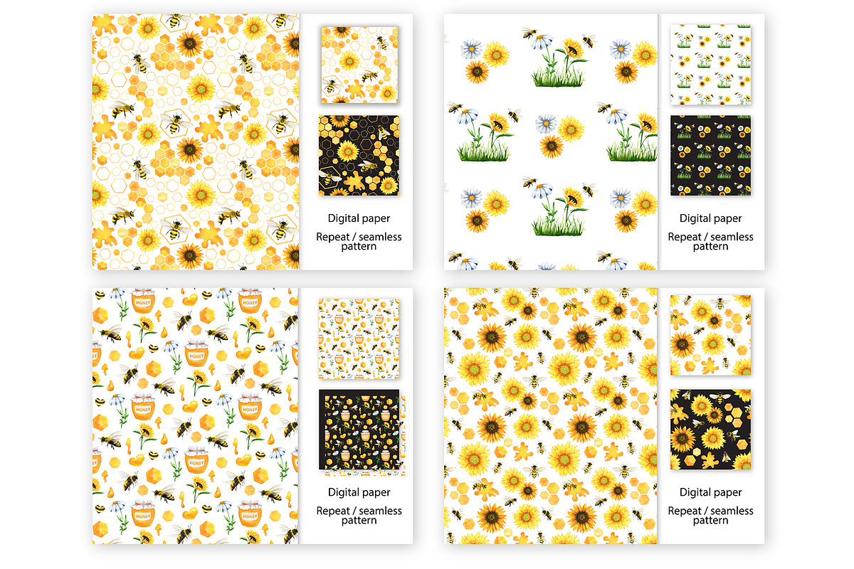 Honey Bee Watercolor Bundle, an Animal Illustration by Lemon design (Photo 10 of 10)