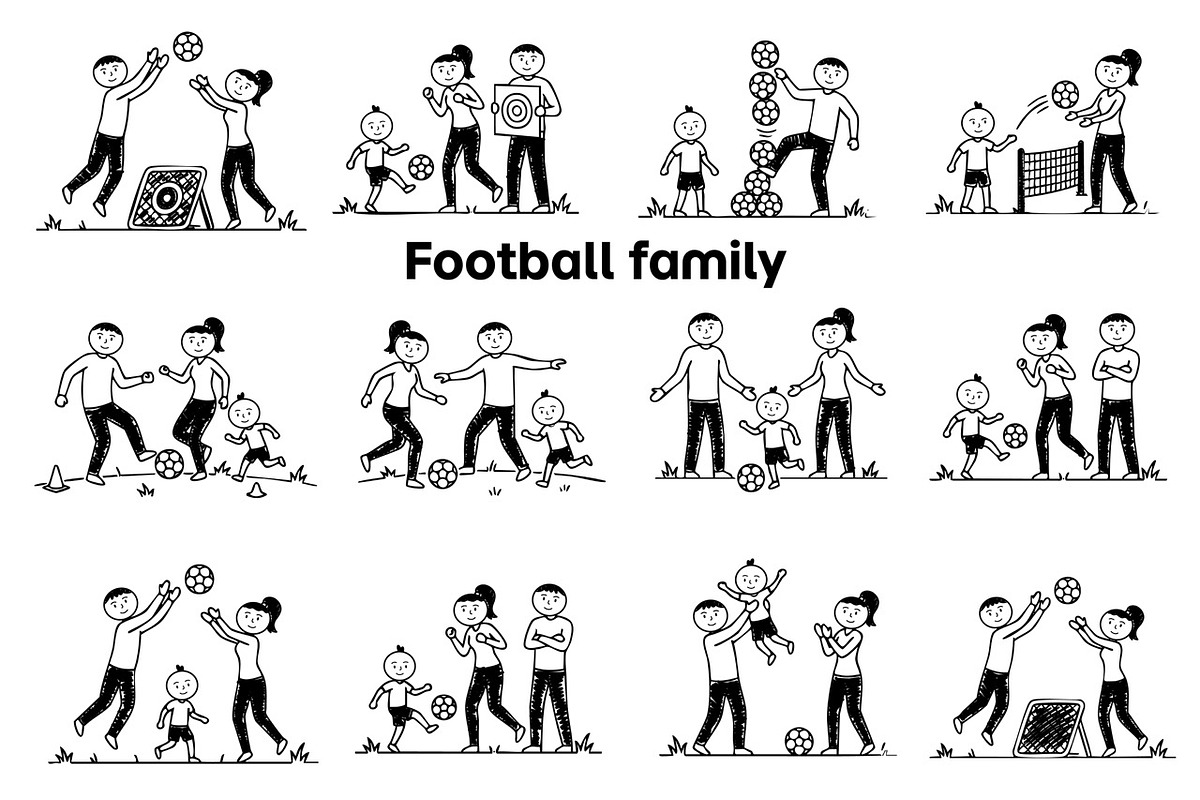 happy family playing football set, a Person Illustration by foxndeer (Photo 3 of 3)