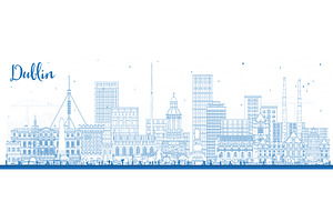 Outline Dublin Ireland city skyline, an Illustration by Booblgum