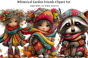 Whimsical Garden Friends Clipart Set, a Seasonal Illustration by CreationArt (Thumbnail 1 of 6)