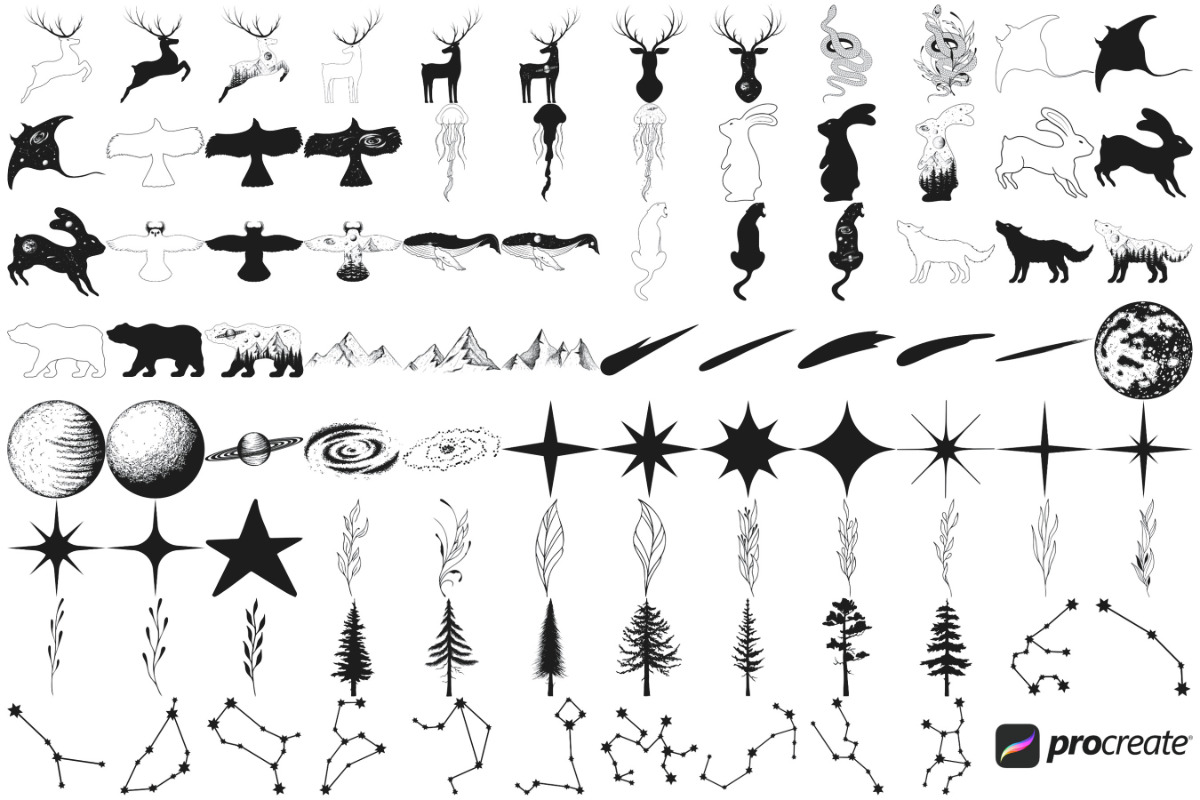 Celestial Animals Set 1 Procreate, a Brush Add-On by Disasterology Ink (Photo 4 of 10)