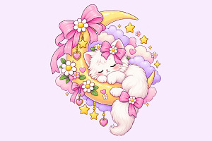 Dreamy Moon Cat Kawaii