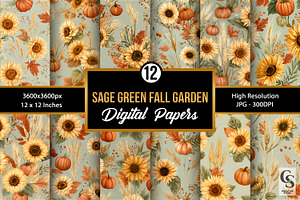 Sage Green Fall Garden Pattern